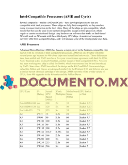 Intel-Compatible Processors (AMD and Cyrix)