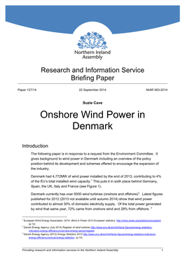 Onshore Wind Power in Denmark