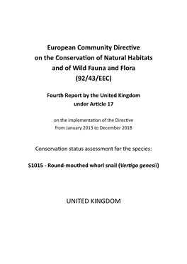 UK Conservation Status Assessment for S1015