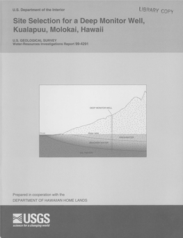 Site Selection for a Deep Monitor Well, Kualapuu, Molokai, Hawaii