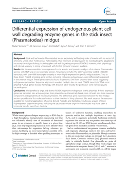 Differential Expression of Endogenous Plant Cell Wall Degrading Enzyme