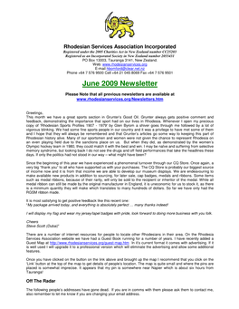 June 2009 Newsletter