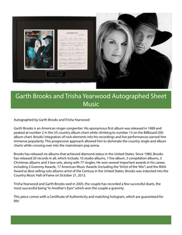 Garth Brooks and Trisha Yearwood Autographed Sheet Music