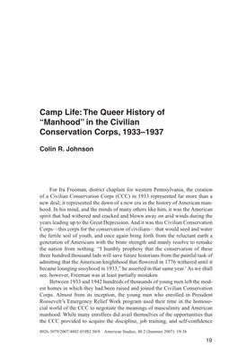 Camp Life: the Queer History of “Manhood” in the Civilian Conservation Corps, 1933–1937