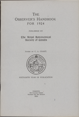 The Observer's Handbook for 1924