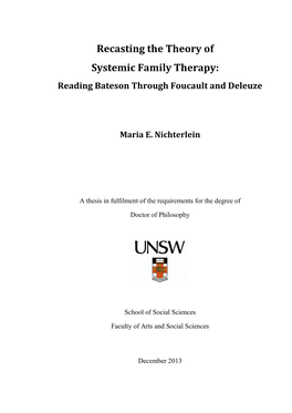 Recasting the Theory of Systemic Family Therapy: Reading Bateson Through Foucault and Deleuze