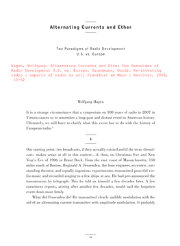 Alternating Currents and Ether: Two Paradigms of Radio