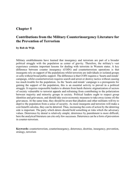 Chapter 5 Contributions from the Military Counterinsurgency