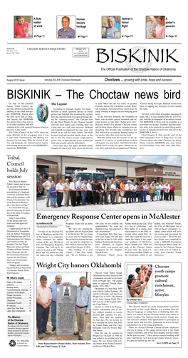 BISKINIK – the Choctaw News Bird on July 10 the Choctaw the Legend to Land