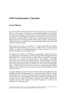 NSW Parliamentary Chronicle