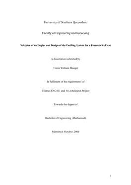 University of Southern Queensland Faculty of Engineering and Surveying