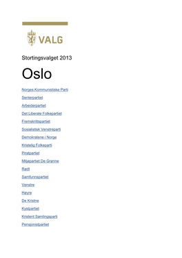 Stortingsvalget 2013 Oslo