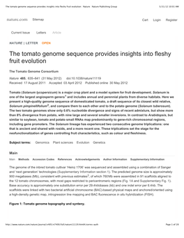 The Tomato Genome Sequence Provides Insights Into Fleshy Fruit Evolution : Nature : Nature Publishing Group 5/31/12 10:01 AM