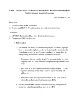 Vonneumann Architecture;MIPS