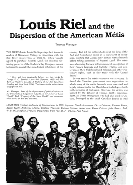 Louis Riel and the Dispersion of the American Metis