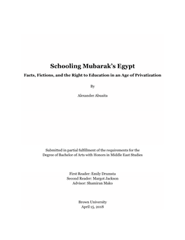 Schooling Mubarak's Egypt