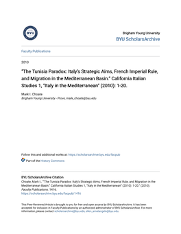 The Tunisia Paradox: Italy's Strategic Aims