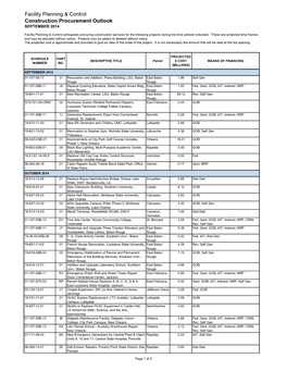 Facility Planning & Control Construction Procurement Outlook