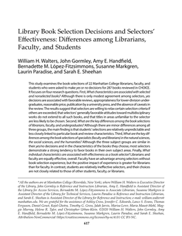 Library Book Selection Decisions and Selectors' Effectiveness