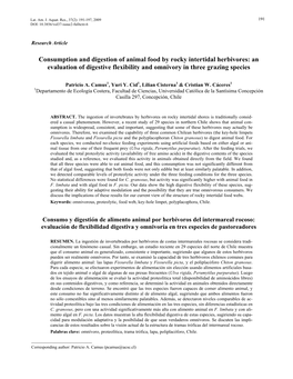 Consumption and Digestion of Animal Food by Rocky Intertidal Herbivores: an Evaluation of Digestive Flexibility and Omnivory in Three Grazing Species