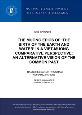 The Muong Epics of 'The Birth of the Earth and Water' in A