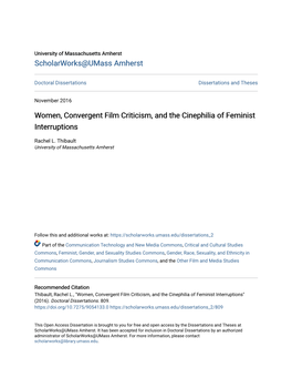 Women, Convergent Film Criticism, and the Cinephilia of Feminist Interruptions