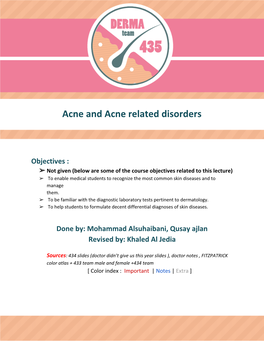 Acne and Acne Related Disorders