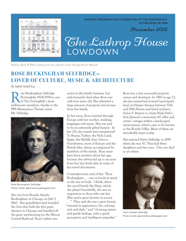 ROSE BUCKINGHAM SELFRIDGE— LOVER of CULTURE, MUSIC & ARCHITECTURE by Judith Scholl Lee