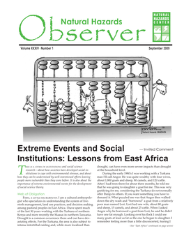 Extreme Events and Social Institutions: Lessons from East Africa