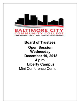 Board of Trustees Open Session Wednesday December 19, 2018 4 P.M