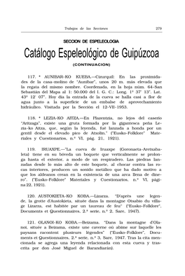 Catálogo Espeleológico De Guipúzcoa (CONTINUACION)