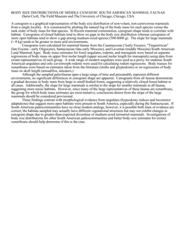 Body Size Distributions of Middle Cenozoic South