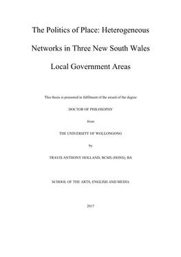 The Politics of Place: Heterogeneous Networks in Three New South Wales Local Government Areas