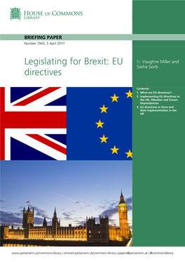 Legislating for Brexit: EU Directives
