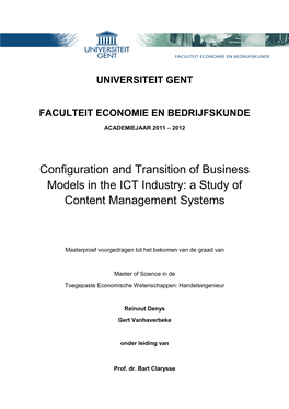 Configuration and Transition of Business Models in the ICT Industry: a Study of Content Management Systems