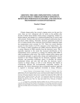 Greening the Grid: Implementing Climate Change Policy Through Energy Efficiency, Renewable Portfolio Standards, and Strategic Transmission System Investments