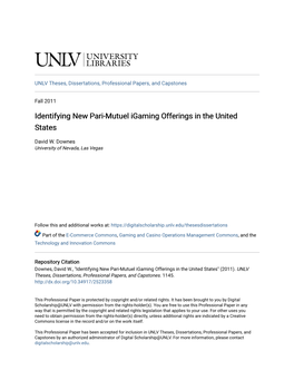 Identifying New Pari-Mutuel Igaming Offerings in the United States