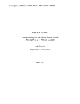 Understanding the Ethnic and Racial Labels