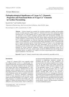 Properties and Functional Roles of T-Type Ca Channels in Cardiac