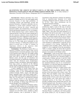 Quantifying the Amount of Impact Ejecta at the Mer Landing Sites and Potential Paleolakes in the Southern Martian Highlands