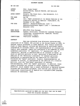 Stress-Timing, Spanish Rhythm, and Particle Phonology. SPONS AGENCY Rutgers, the State Univ., New Brunswick, N.J