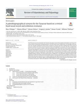 A Paleobiogeographical Scenario for the Taxaceae Based on a Revised Fossil Wood Record and Embolism Resistance