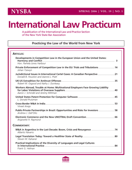 International Law Practicum a Publication of the International Law and Practice Section of the New York State Bar Association