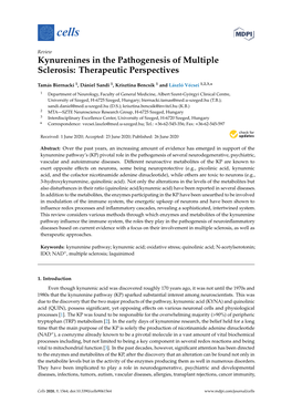 Kynurenines in the Pathogenesis of Multiple Sclerosis: Therapeutic Perspectives