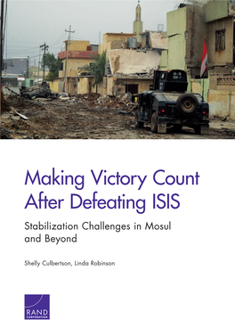 Making Victory Count After Defeating ISIS: Stabilization Challenges in Mosul and Beyond