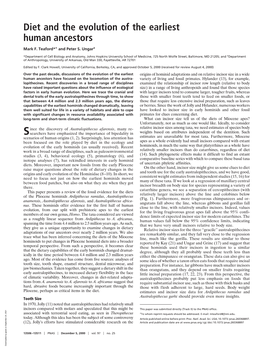 Diet and the Evolution of the Earliest Human Ancestors