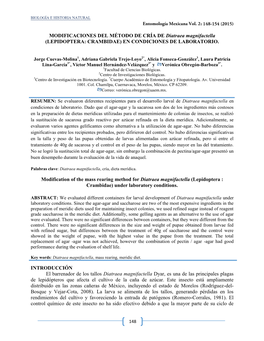 MODIFICACIONES DEL MÉTODO DE CRÍA DE Diatraea Magnifactella (LEPIDOPTERA: CRAMBIDAE) EN CONDICIONES DE LABORATORIO