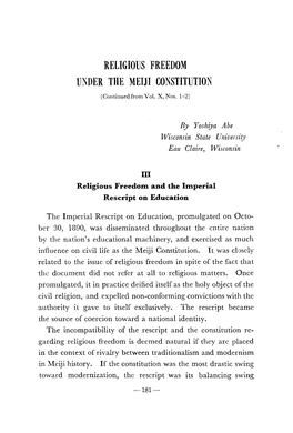 Religious Freedom Under the Meiji Constitution