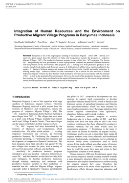 Integration of Human Resources and the Environment on Productive Migrant Village Programs in Banyumas Indonesia