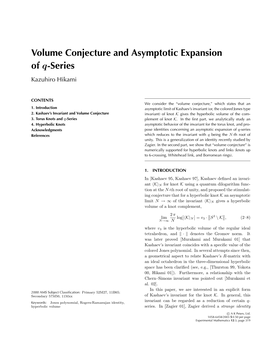 Volume Conjecture and Asymptotic Expansion of Q-Series Kazuhiro Hikami